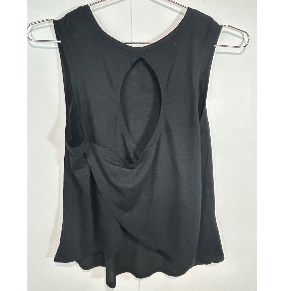 Balance Collection Tank Top Women Small Black Draped Cowl Open back Activewear